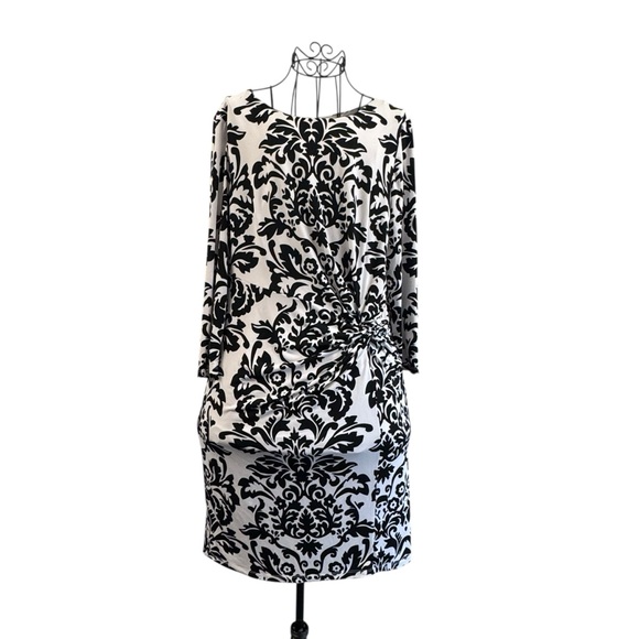 INC International Concepts Monochrome Floral Long Sleeve Dress - Picture 6 of 10